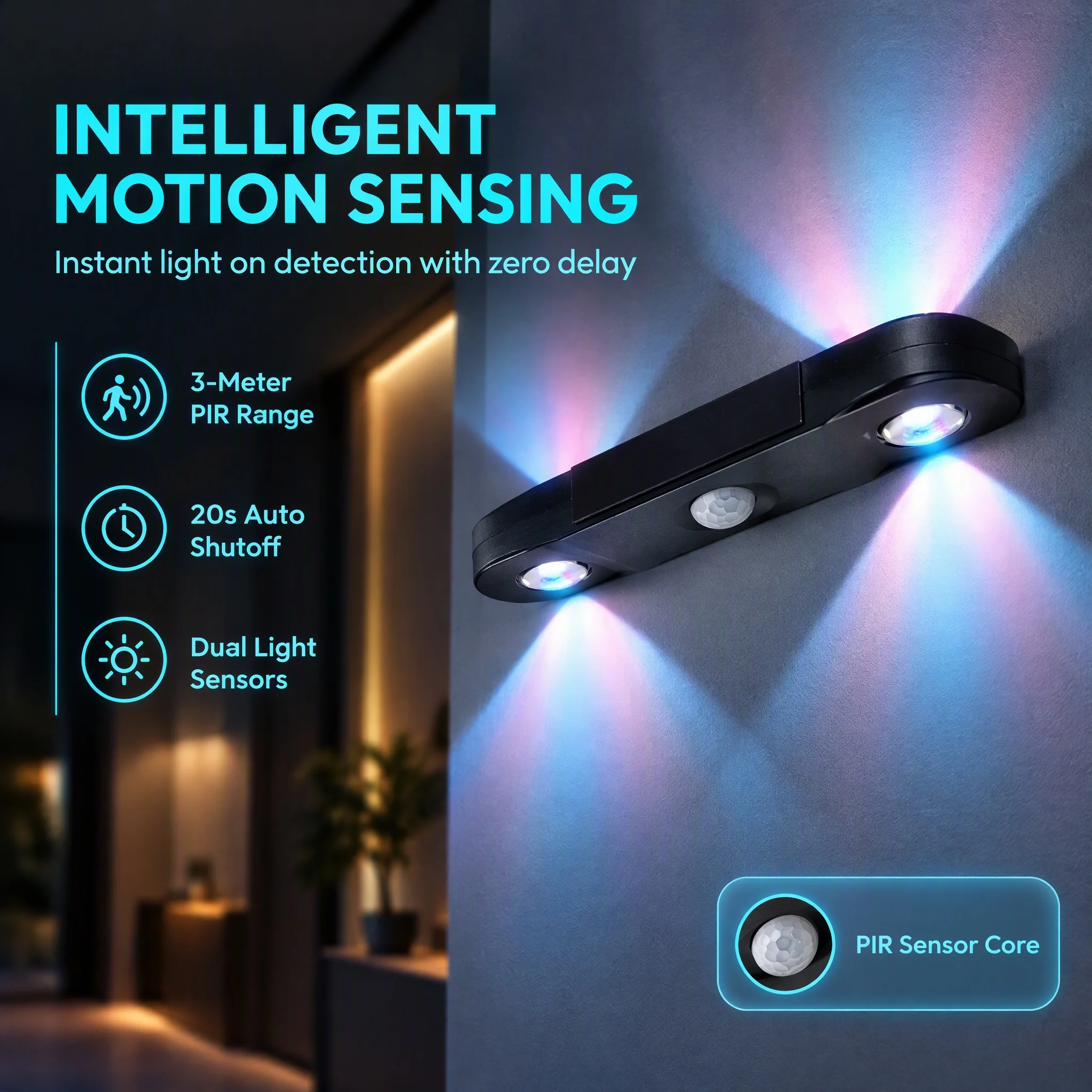 RGB/3 Color LED Night Light Rechargeable Magnetic Wall Lamp Motion Sensor Magnetic Suction USB 5V Creative Home Atmosphere Light