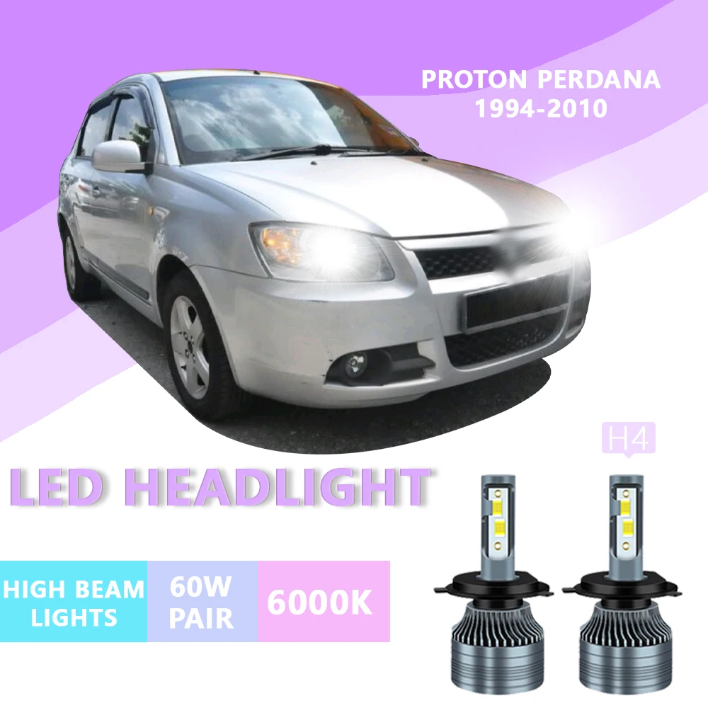 

2PCS FOR proton Perdana 1994-2010 6000k H4 Super Bright Hi/Lo Beam Headlamp Lampu LED Headlight Bulb White Light