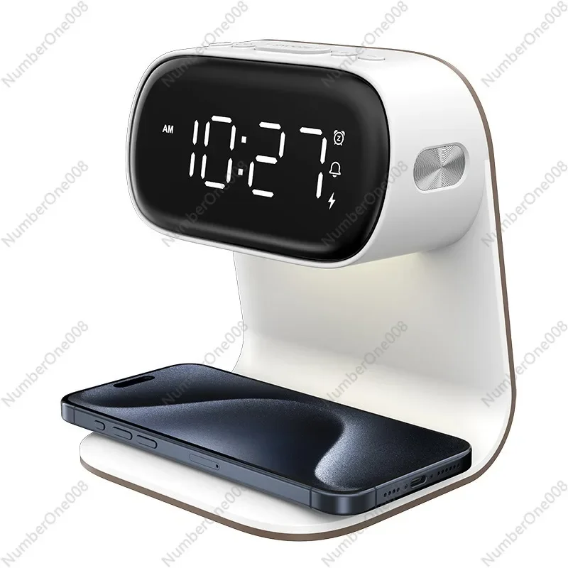 Wireless Charging Bedside Night Light 15W Fast Charging Phone Earphone Charging Alarm Clock Gift Desk Lamp