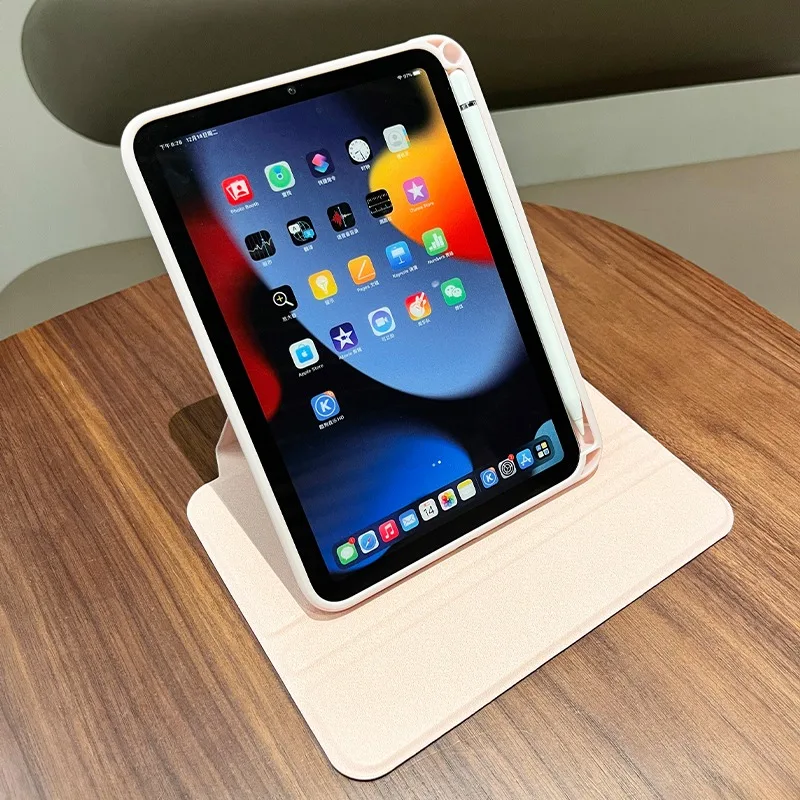 IPad 2022世代用レザーケース,360度回転のペンシルホルダー付きスマートケース,10.2度回転,第9世代