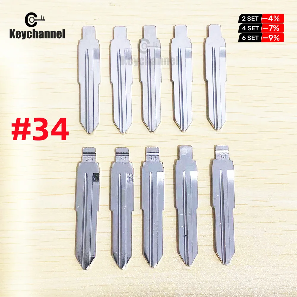 10pcs Metal Car Key Blade #34 KD Remote Blank Spare Key Head for Hyundai Matrix Replacment Key for Xhorse KEYDIY Locksmith Tool