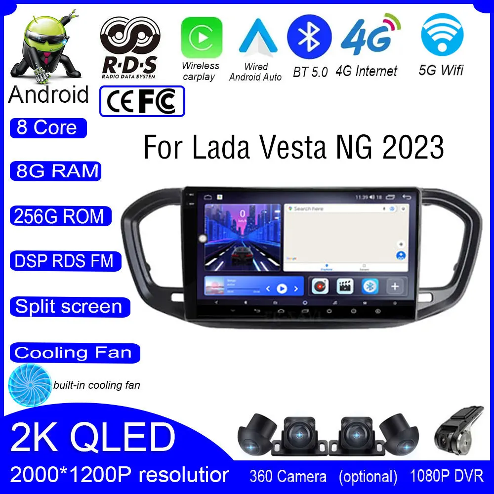 

Android 14 Head Unit For Lada Vesta NG 2023 9 Inch DSP Car Radio Multimedia Video Player GPS Navigation Carplay Wifi BT 4G Lte