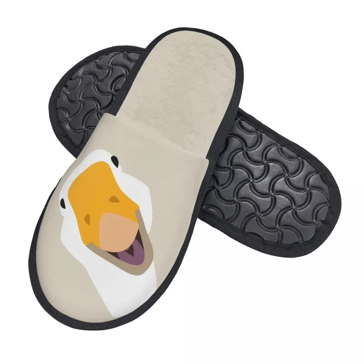 Funny Goose Face Indoor Slippers Furry Slipper Winter Home Shoes House Flat Closed Toe Slides Flip Flops