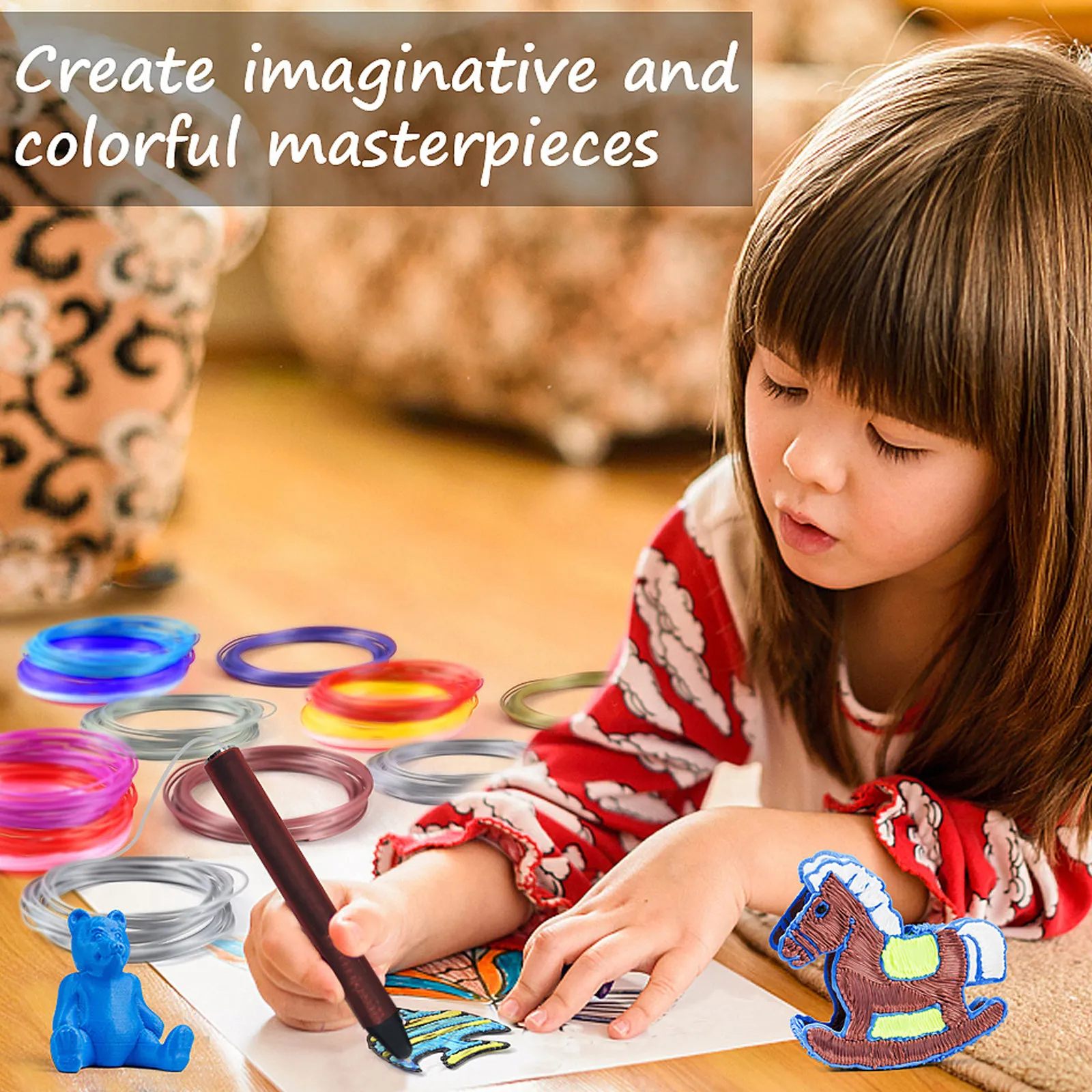 

20Pcs High Performance Plastic 3D Pen Filament Excellent Compatibility Smooth Extrusion Glossy Results Long Service Life 3D Pen