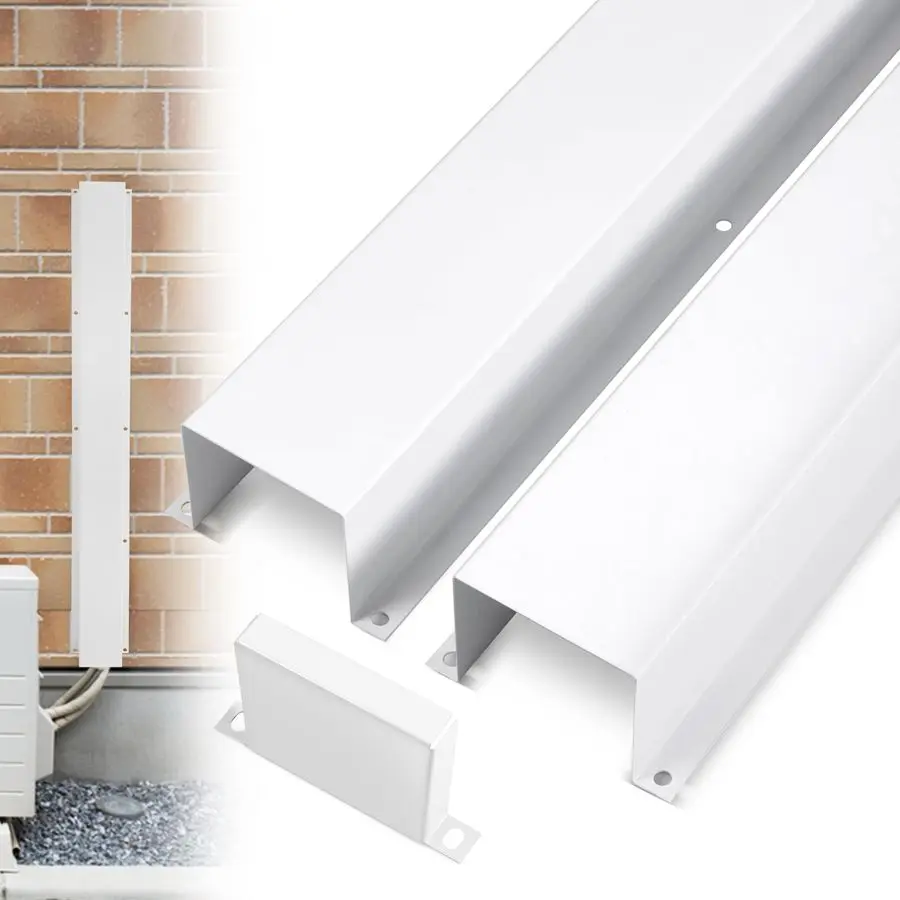 

4 W x 6.5Ft L Metal Line Set Cover Kit Decorative AC Pipe Cover for Ductless Mini Split Central Air Conditioner Heat Pump System