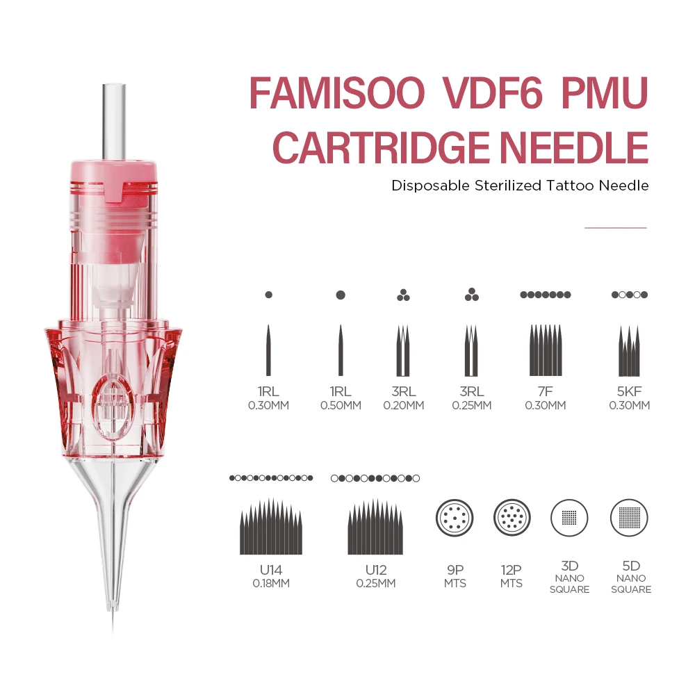 10PCS PMU Disposable Tattoo Needle Cartridges Sterilized & Universal – 0.18/0.25/0.30mm (ST/MT/LT/MTS/NANO) for Tattoo Artists