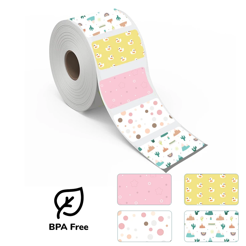 2 Rolls 20x40mm Mother‘s day Cartoon Christmas Thermal Label paper Happy Birthday Gift Tags Name Tags Sticker Festival Sticker