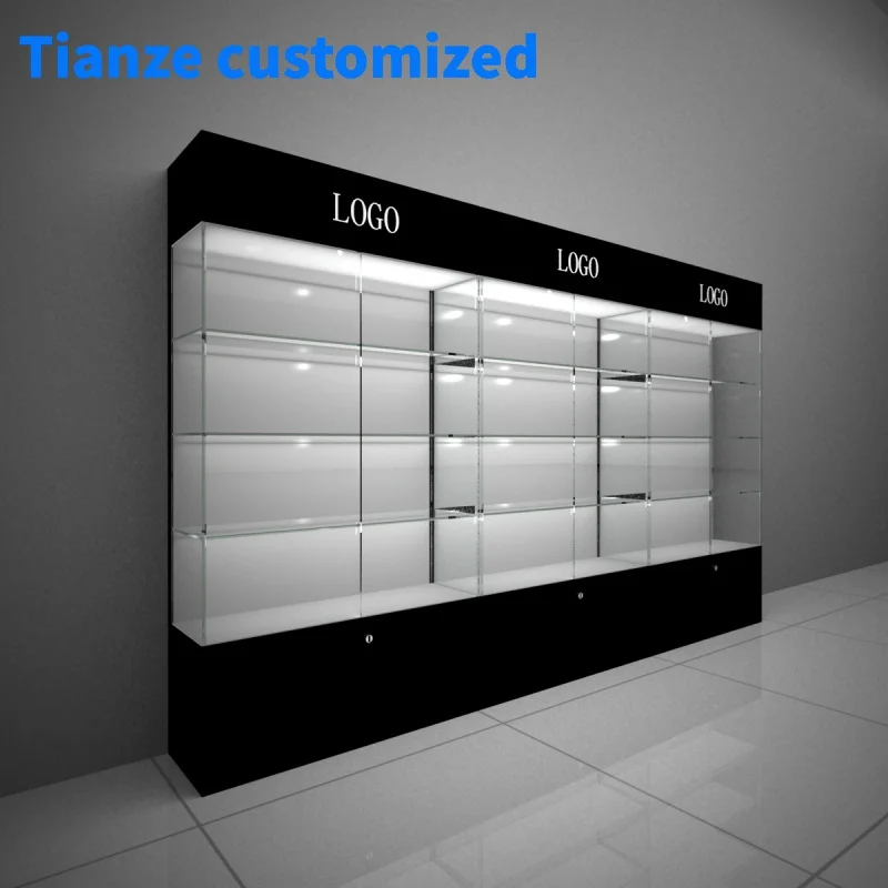 (customized)Jewelry show cases  store furniture smoke shop fixture retail wooden cabinet mall kiosk display glass showcase