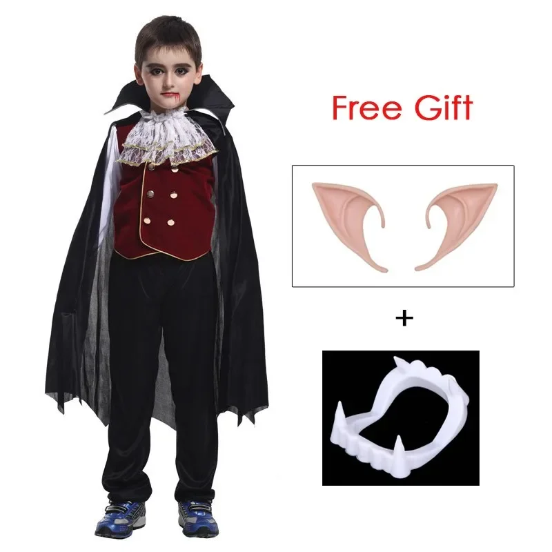 Kids Child Vampire Costume Count Dracula Cosplay Boys Vampiress for Girls Purim Halloween Party Fantasia Dress Up Funny Horror