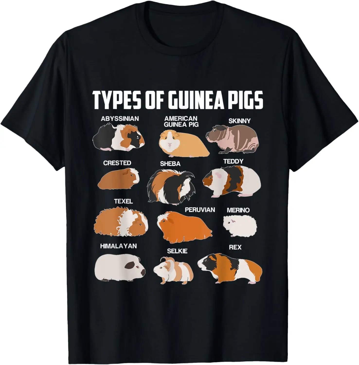 

Different Types Guinea Pig Pet Gift T-Shirt