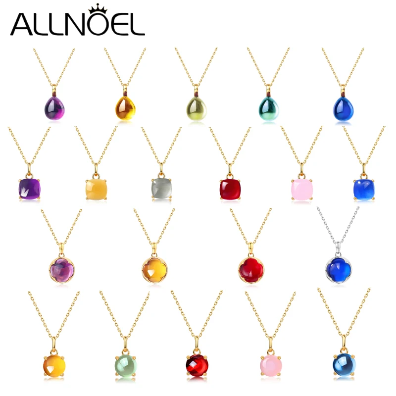 ALLNOEL Natuur Kristallen Kettingen Hanger Snoep Kleur 925 Sterling Zilver Voor Vrouwen Ingelegde Waterdruppel Hanger Fashion Party Gift