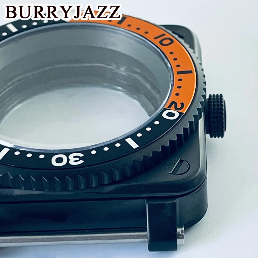BURRYJAZZ 42 مللي متر SKX007 حافظة ساعة مربعة NH35 حالات تناسب NH35 NH36 7S26 4R حركة Seiko SKX007 الطيارين قمرة القيادة استبدال الرجال