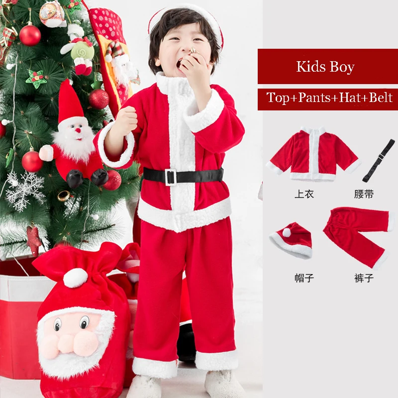 Christmas Dress Girl For Carnival Party 2 Piece Dress+Cloak Cute Bunny Ear Red Velvet Santa Claus Costume Long Sleeve Elk Xmas