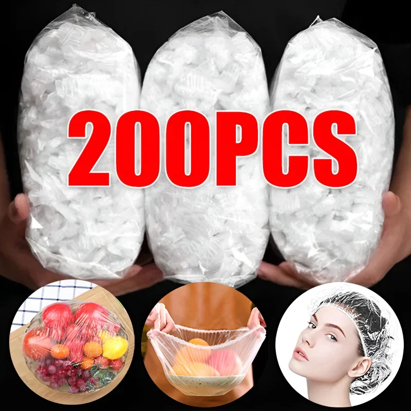 200/10PCS Disposable Food Cover Plastic Wrap Elastic Food Lids for Fruit Bowls Storage Kitchen Fresh Keeping Film Food