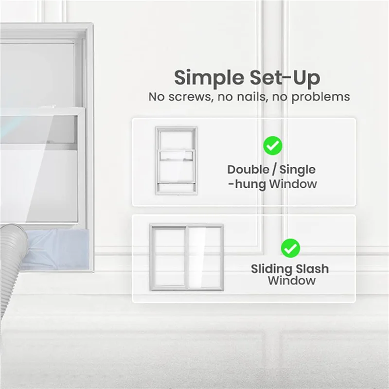 【استيقاظ】2X أجزاء مكيف الهواء المحمول - طقم نافذة مكيف الهواء - طقم نافذة التيار المتردد المحمول - طقم فتحة تهوية نافذة الباب المنزلق