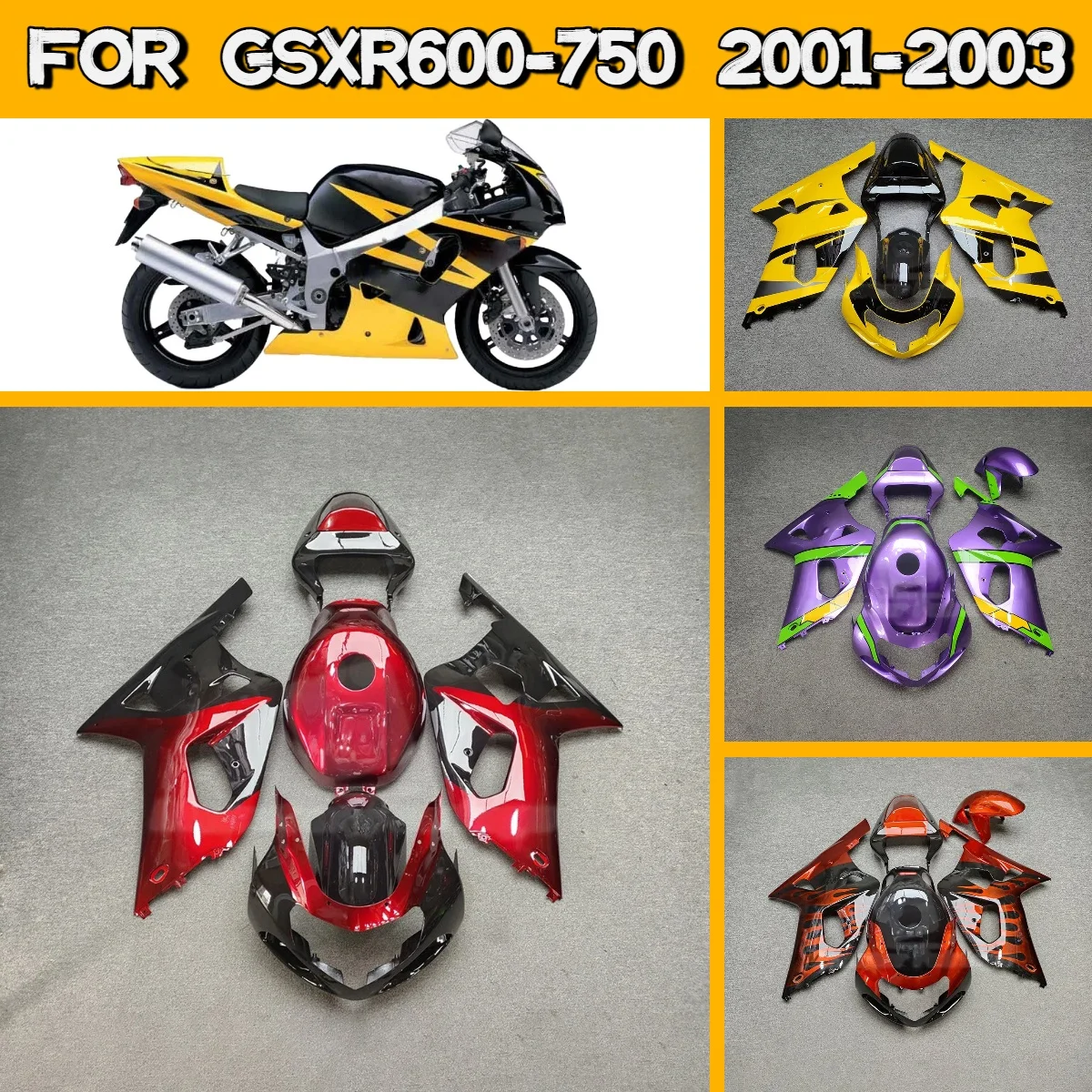 

Комплект обтекателей для мотоциклов Suzuki GSXR600 GSXR750 2001-2003 годов, уникальный дизайн, литье под давлением, 01 02 03 GSXR 600 750