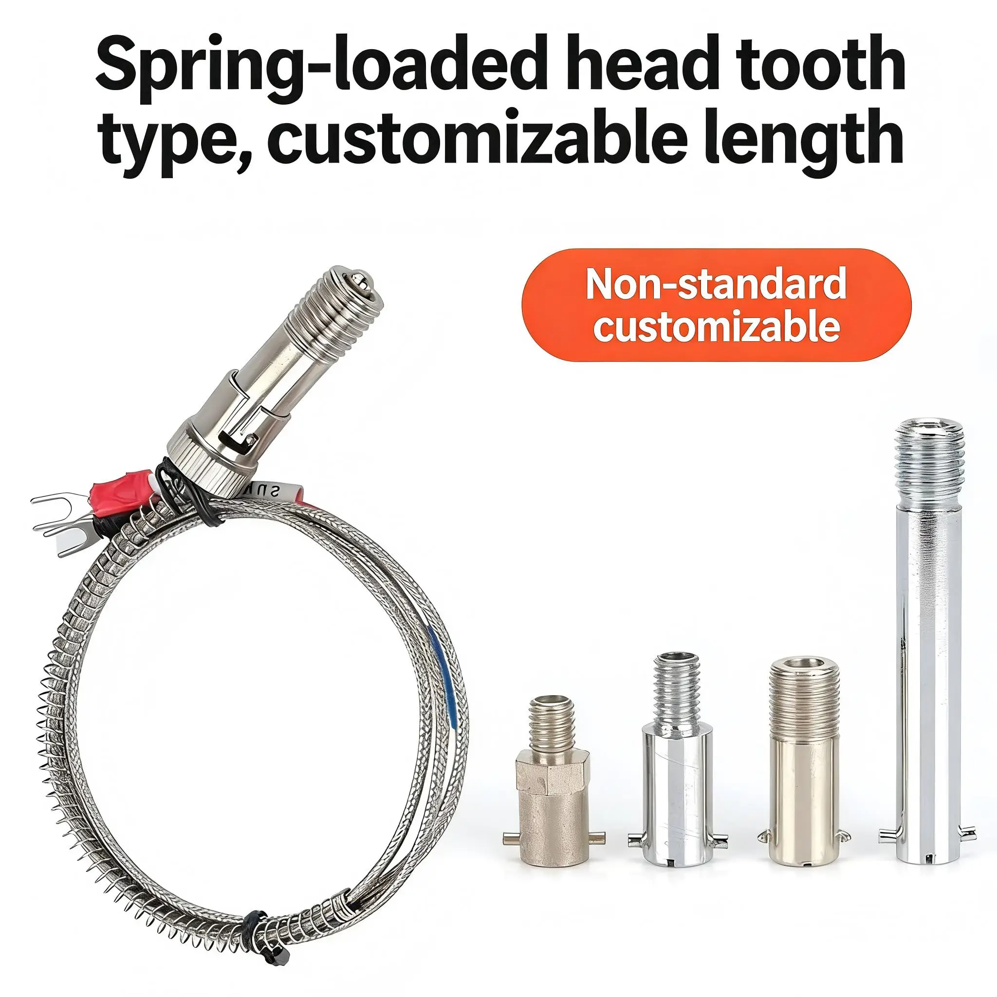 1/2/3/4/5m K E J PT100 Type Compression Spring shielded wire Thermocouple Temperature Sensor for Temperature Controller
