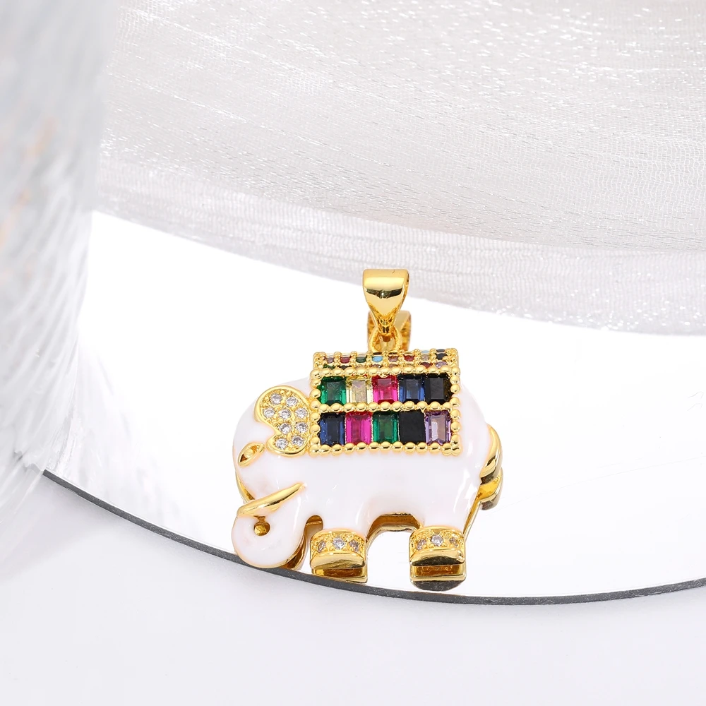 Juya 18K Real Gold Plated Handmade Animal Elephant Panther Lion Leopard Snake Charms For DIY Luxury Mother's Day Jewelry Making
