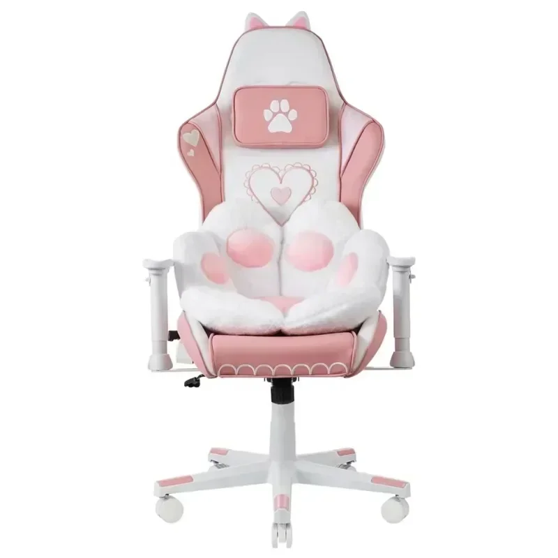Sell like hot cakes computer desk pink gaming chair cheap stock custom 2d white arm cute girl cat chair with paw