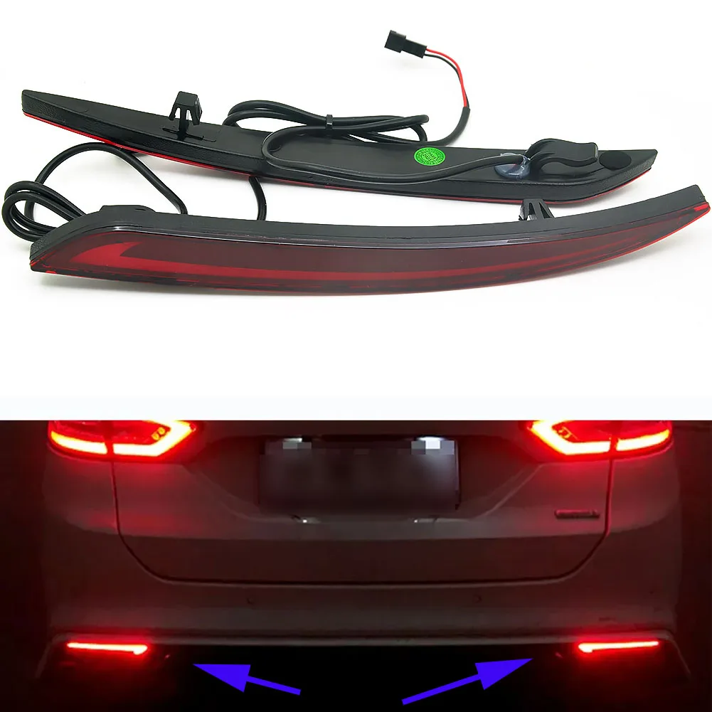 Taillight Style Red 3D Optic LED Rear Bumper Reflector driving Tail Brake Light Turning Lights For 2014~2016 Ford Fusion Mondeo