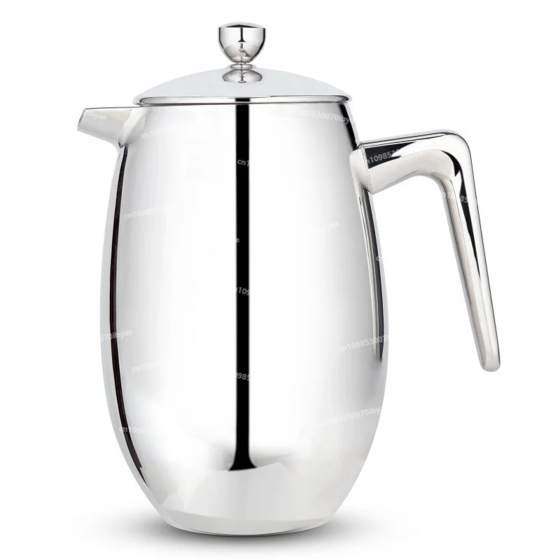 For 304 Stainless Steel Double-layer Coffee Pot, Household French Filter Press Pot U-shaped Spout Hand Brewing Teapot