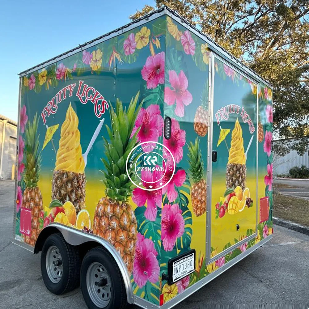 Aangepaste voedselaanhangwagen Volledig uitgerust straatrestaurant Hotdogwagen Koffiewinkel Kiosk Concessie Voedselwagen Mobiele keuken