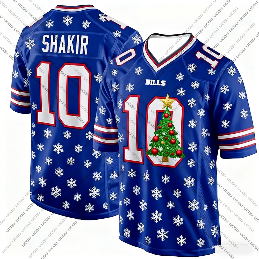 2025 عيد الميلاد الكبار الجاموس كرة القدم الأمريكية جيرسي الرجبي جيرسي ملابس رياضية التدريب جيرسي تي شيرت هاملين 3 عدد