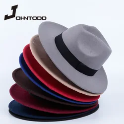 Brand Winter and Autumn Faux Wool Women's Men's Women's Fedora Top Jazz Hat European and American Round Hat Bowler Hat  Casual