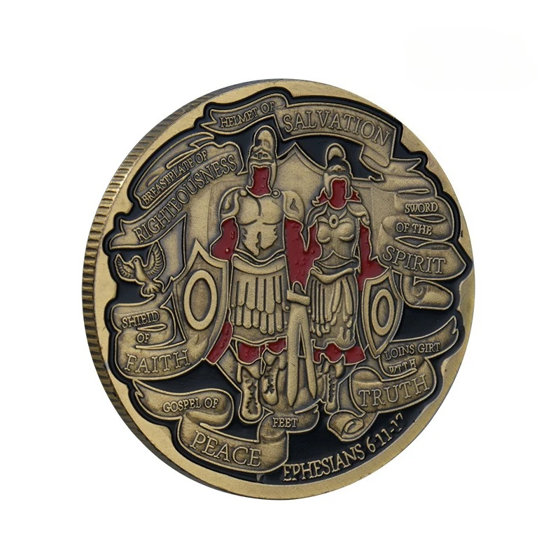 وضع على الدرع الكامل للهدايا التذكارية للآله، عملة تذكارية مسيحية مطلية بالبرونز #5
