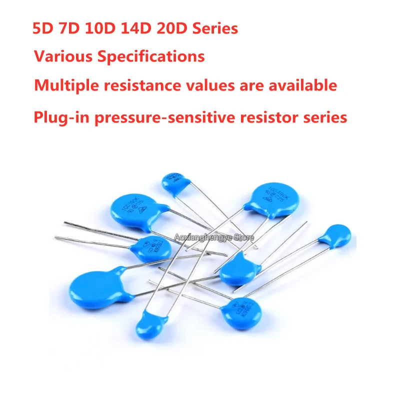 20pcs Plug-in pressure-sensitive resistor 5D 7D 10D 14D 20D ±10% 102K181K220K270K330K390K391K431K471K511K560K561K681K751K821K