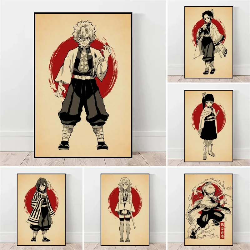 

Anime Figure Demon Slayer Style Nezuko and Tanjiro Art Picture HD Poster Living Room Bedroom Bar Aesthetic Room Home Decoration