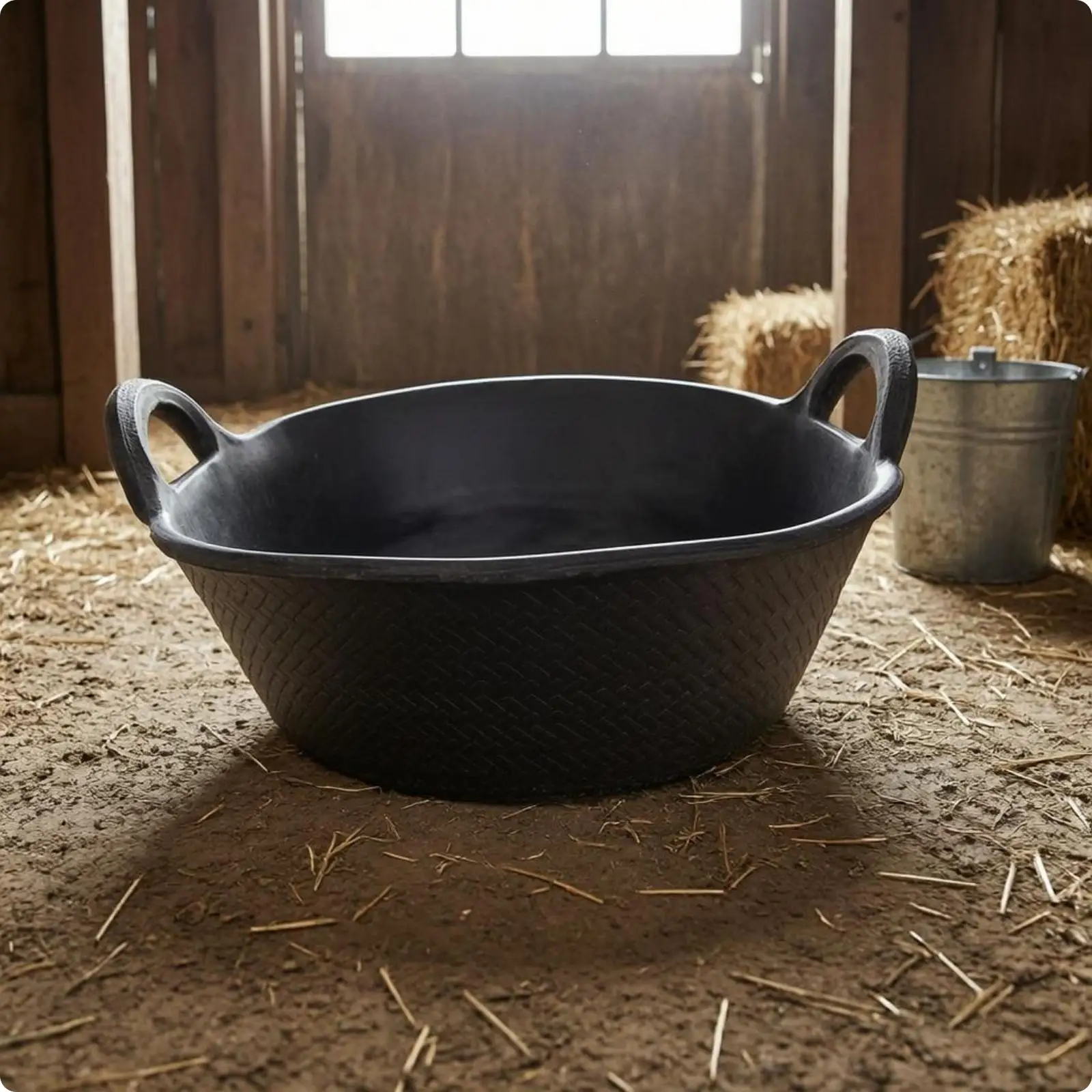 Rubber Nourishment Basin Loop Handles Oval Nourishment Tub Open Top for Barn