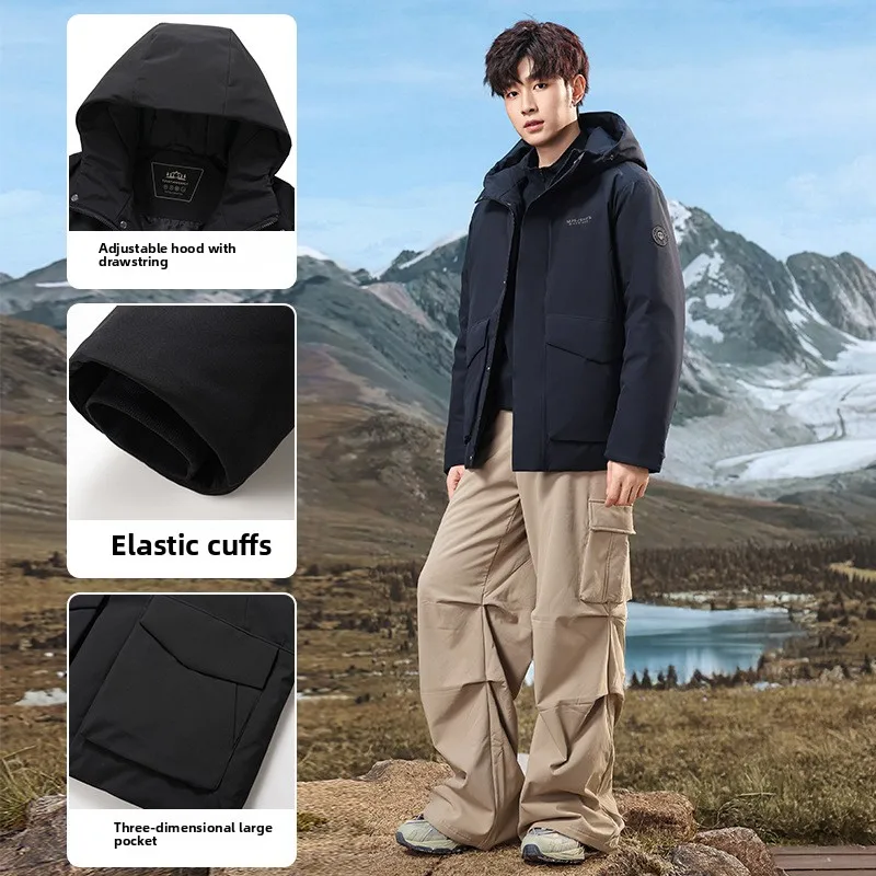 

Windproof Winter Jacket for Man Down Coat Parka Men's White Goose Down Jacket Hooded Short Padding New Padded Jackets HWY300