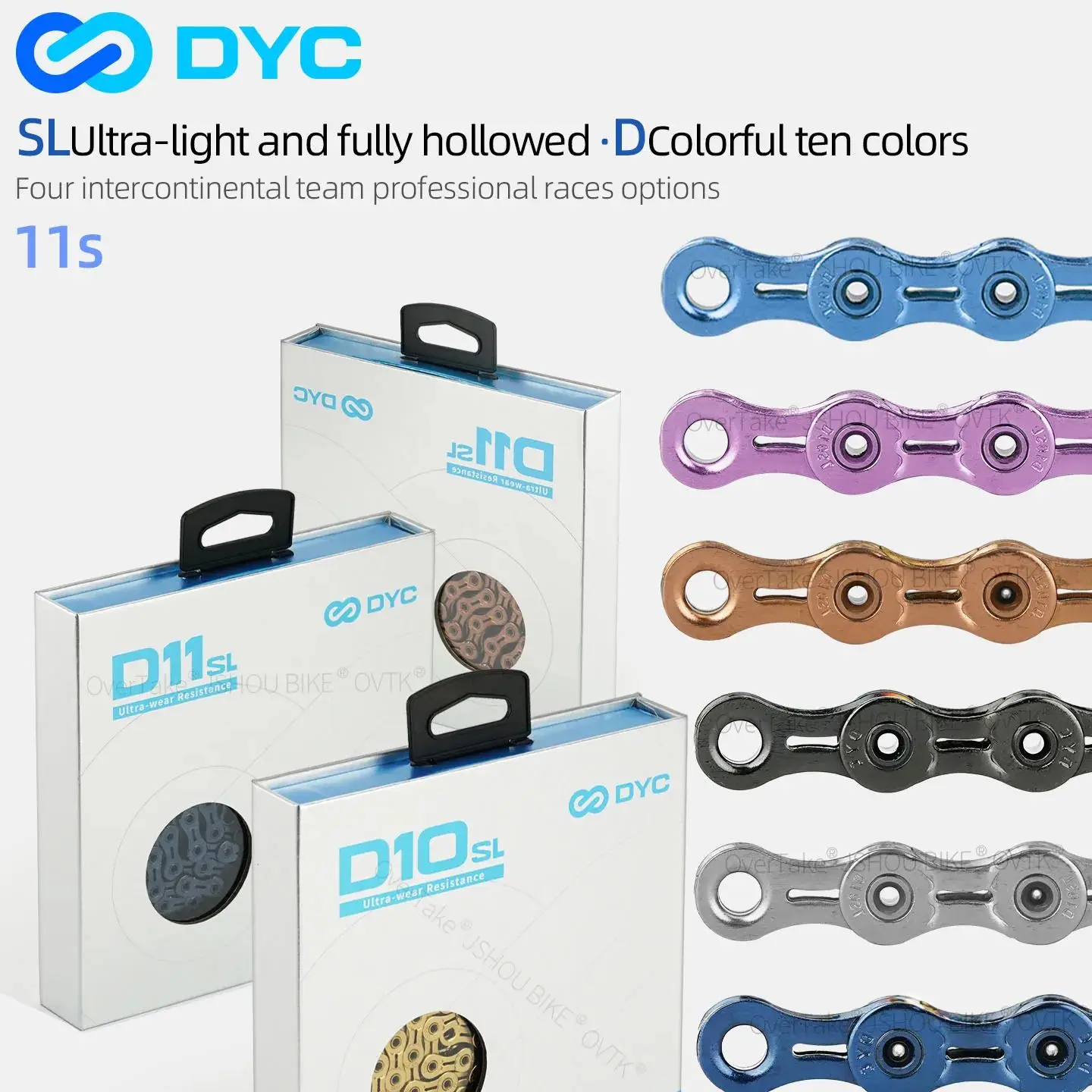 

DYC 11 Speed Bicycle Chain Full Hollow Colorful Electroplate Mountain Road Bike Chain For UT SRAM DA Shimano Bike Accessories
