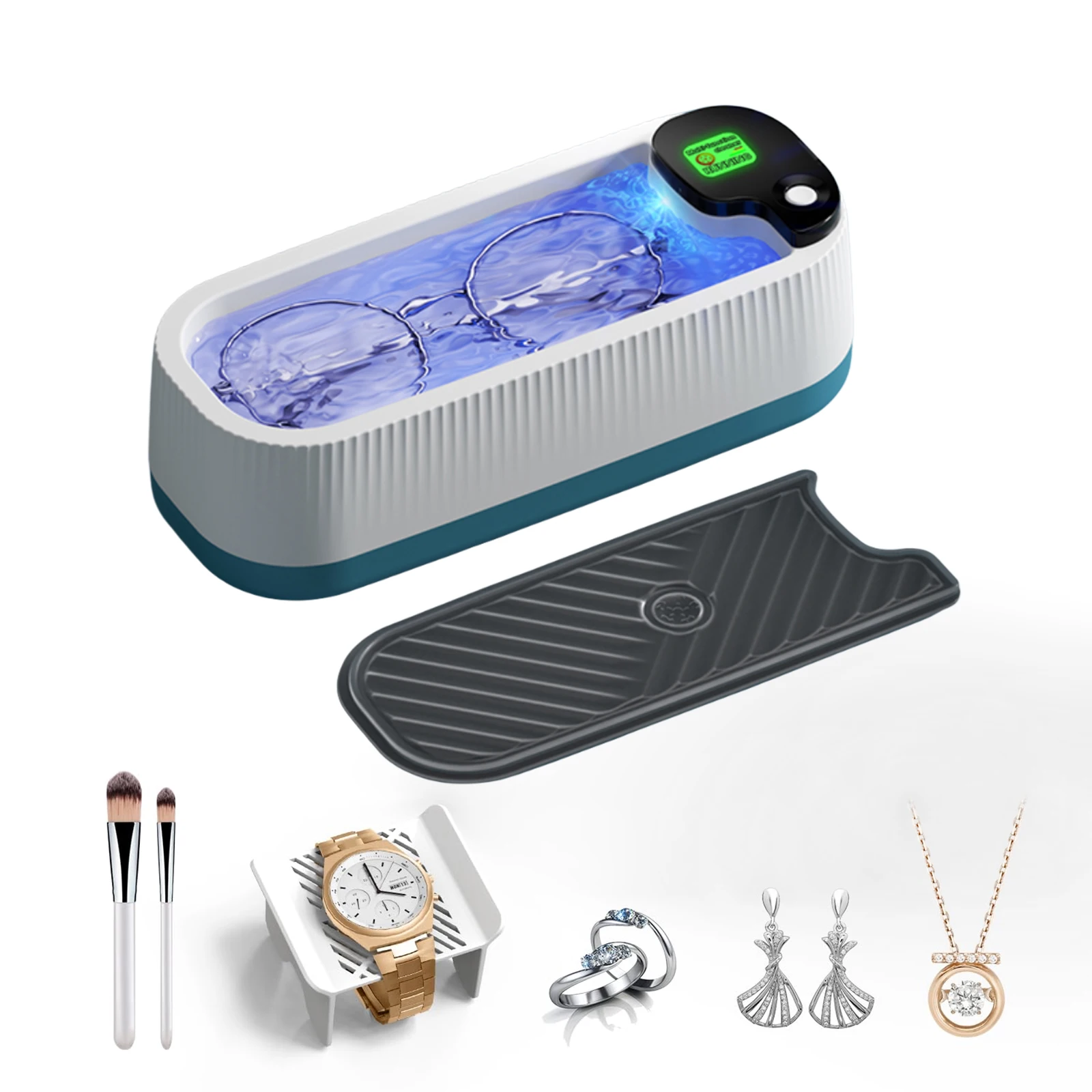 Máquina de limpieza de joyas, joyería automática 360 ° Herramienta de limpieza profunda vibración de alta frecuencia Anteojos, anillos y correas de reloj