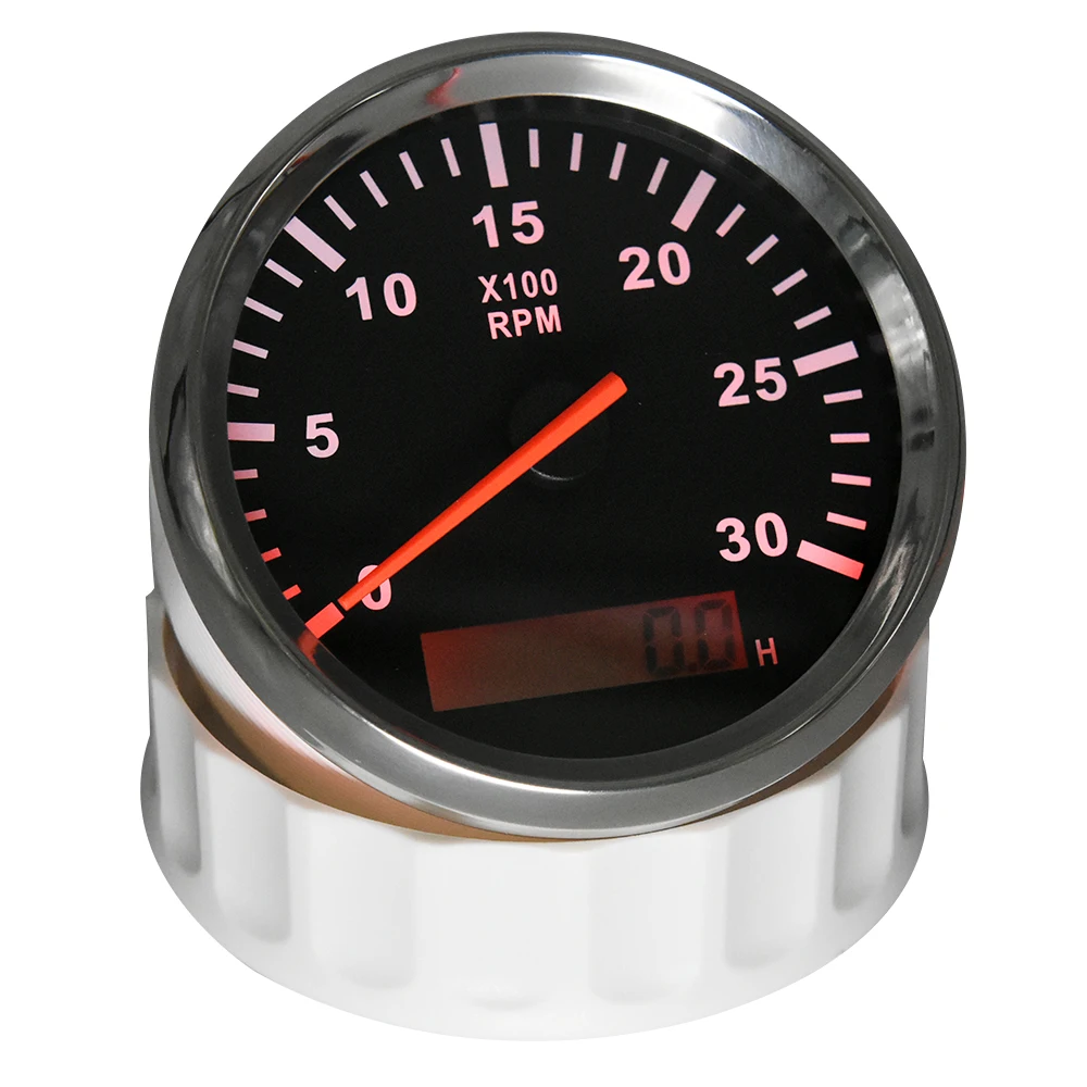 AD 85mm Tachometer 0-3000RPM Car Tacho Meter With Red Backlight For Car Marine Boat RPM Meter Gauge LCD Tacho Digital Hour Meter