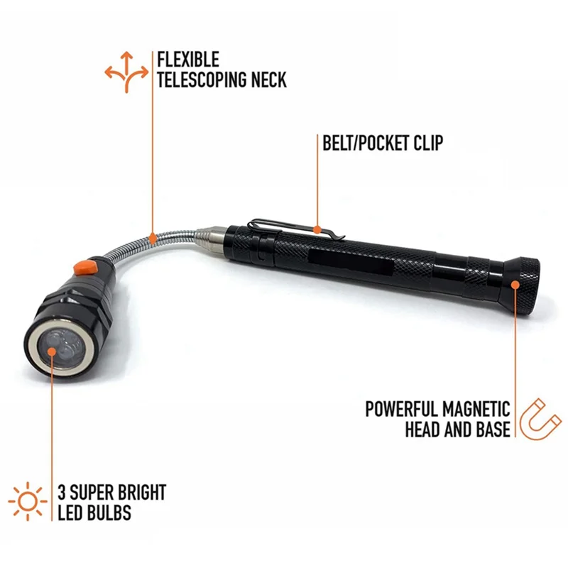 75STO-Magnetic Pickup Tool For Men - Telescopic Magnet With LED Flashlight And 22Inch Telescopic Neck - Tool Gift For Dad