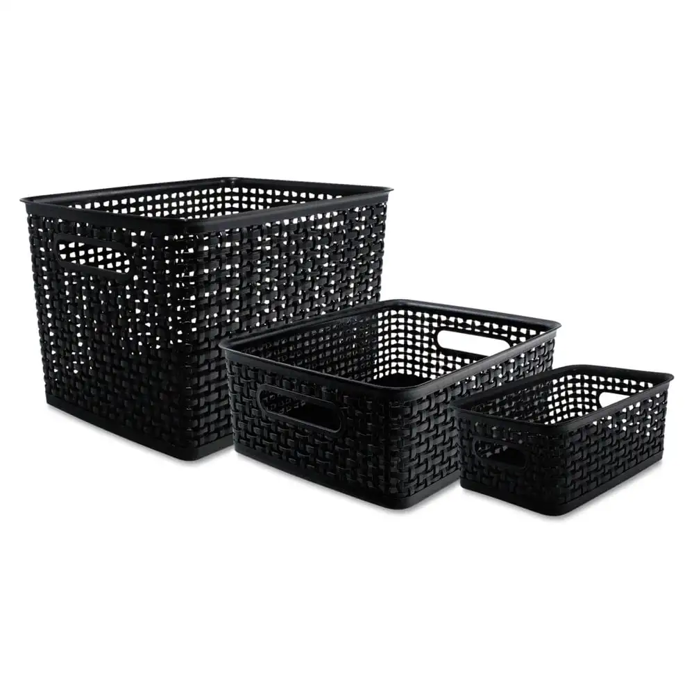 

Weave Bins, Assorted, Plastic, Black, 3 Bins