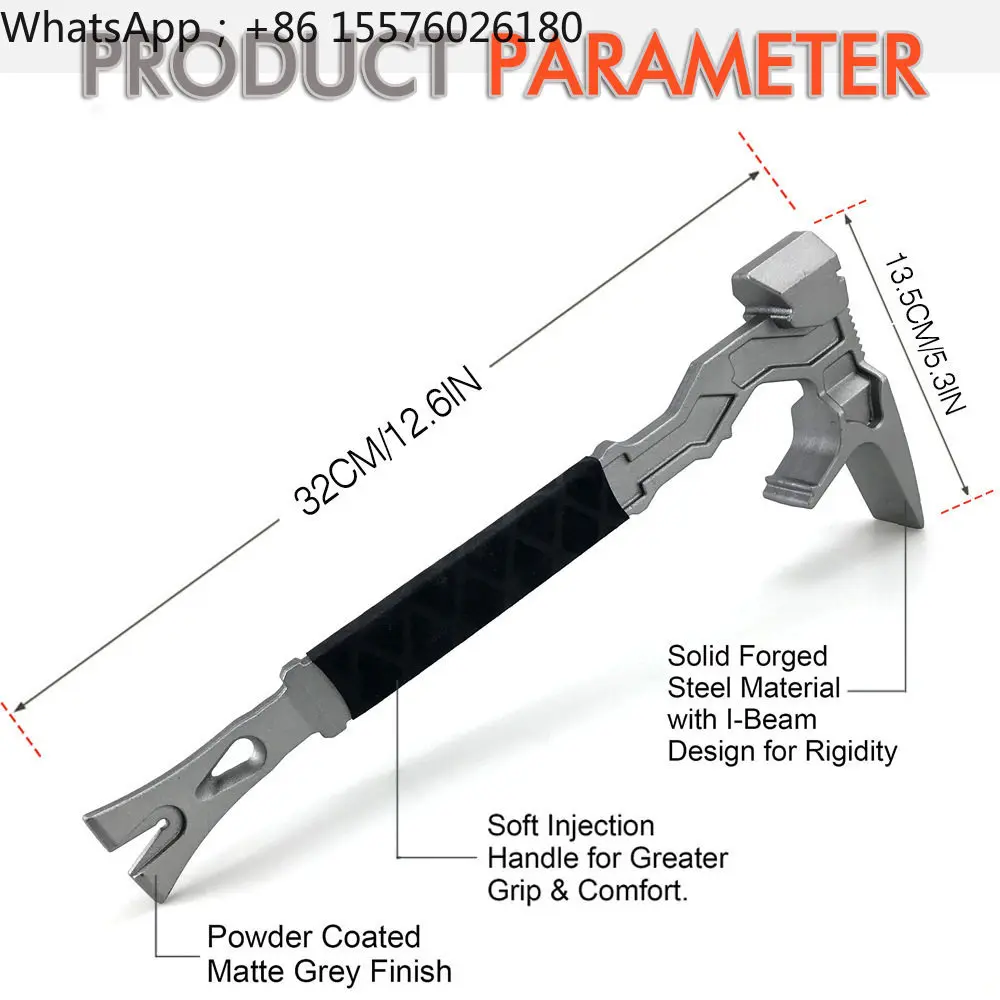 Home and Outdoor Multi-functional Hammer, Nail Lifter, Crowbar, Fire Dismantling Tool