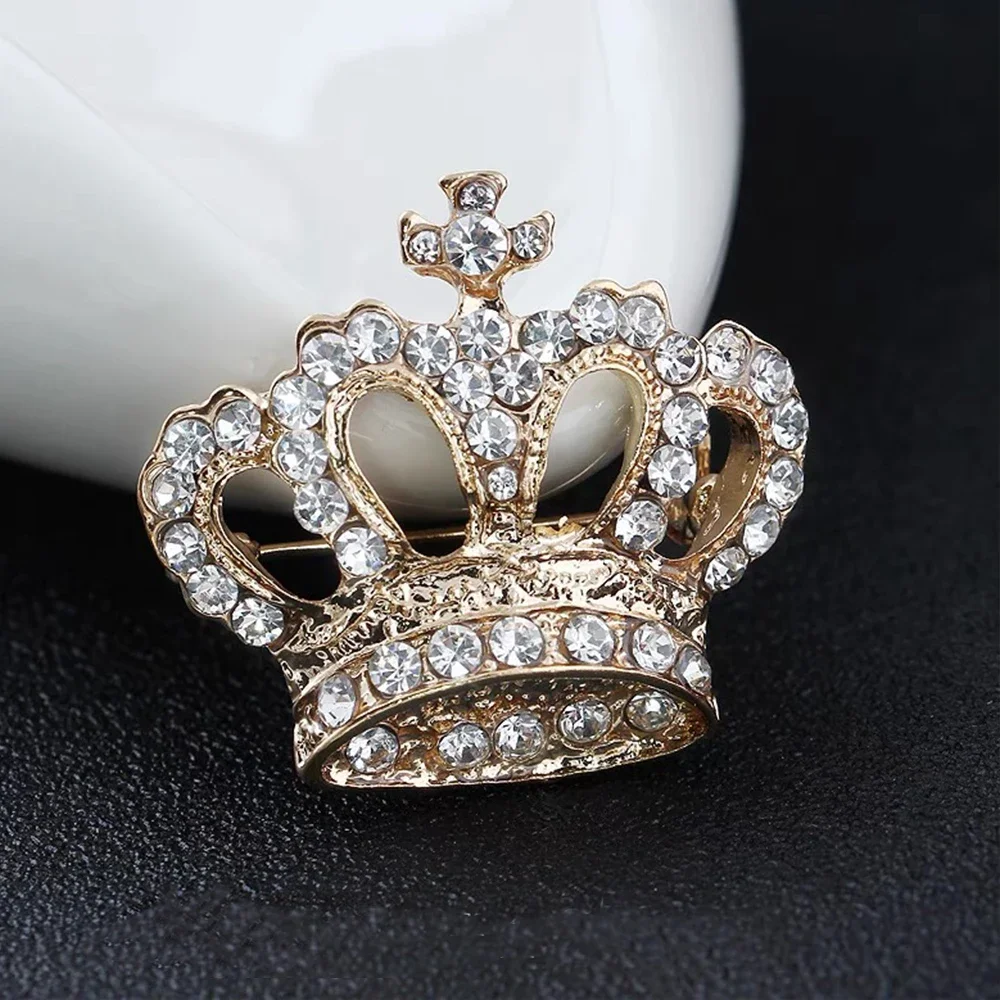 Punk Cross Crown Brooches Man Women Rhinestone Royal Lapel Pins Suit Shirt Collar Clothing Coat Jewelry Party Accessories Gifts