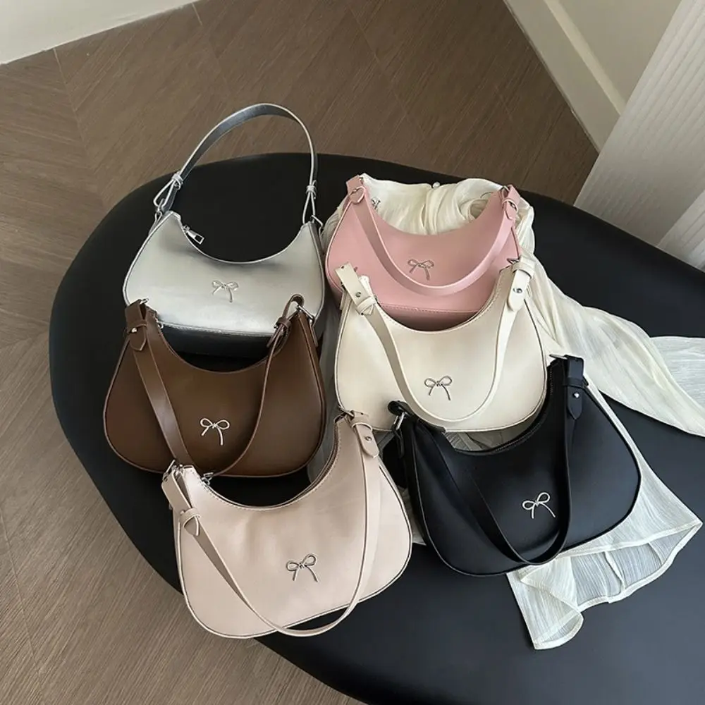 Trendy New Design Bowknot Armpit Bag Solid Color Korean Bowknot Underarm Bag Luxury PU Leather Y2K Handbag Girls