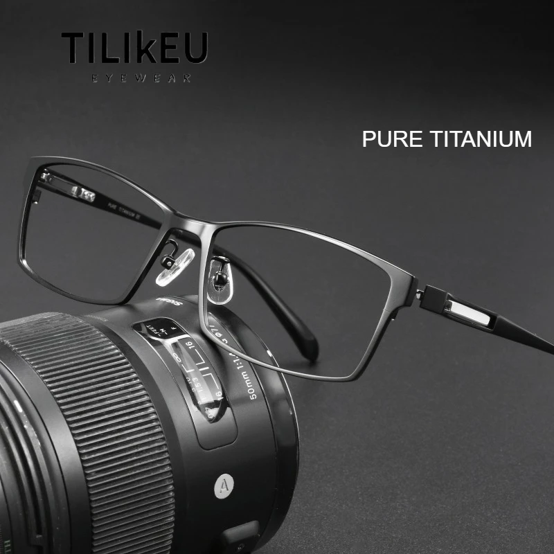 

New Top Quality Pure Titanium Eyeglasses Frames Men Business Vintage Mechanical Style Full Frame Designer Luxury Eyewear 2401AT