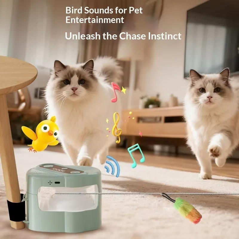 Smart Remote Control Pet Toy, Interactive Bird Sound Teaser with Automatic Chasing, Self-Play Exercise Toy for Indoor Cats & Sma