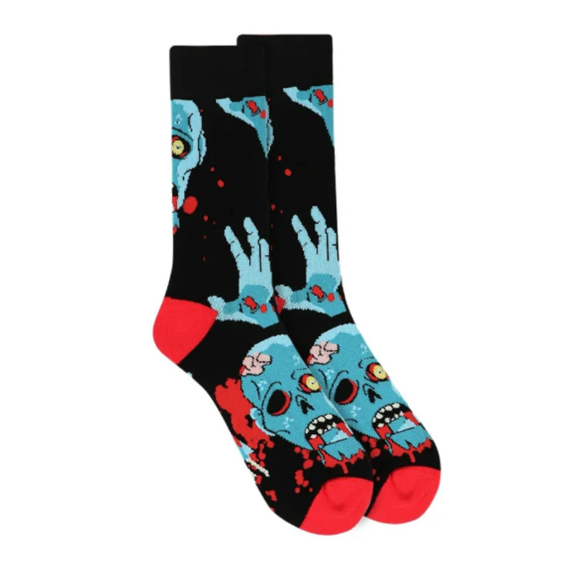 Unisex Gothic Skeleton Bones Crew Socks, Meias de algodão, Novidade, Dia das Bruxas, Crânio, Moda, Criativo, Rua, Homens, Mulheres, Presentes