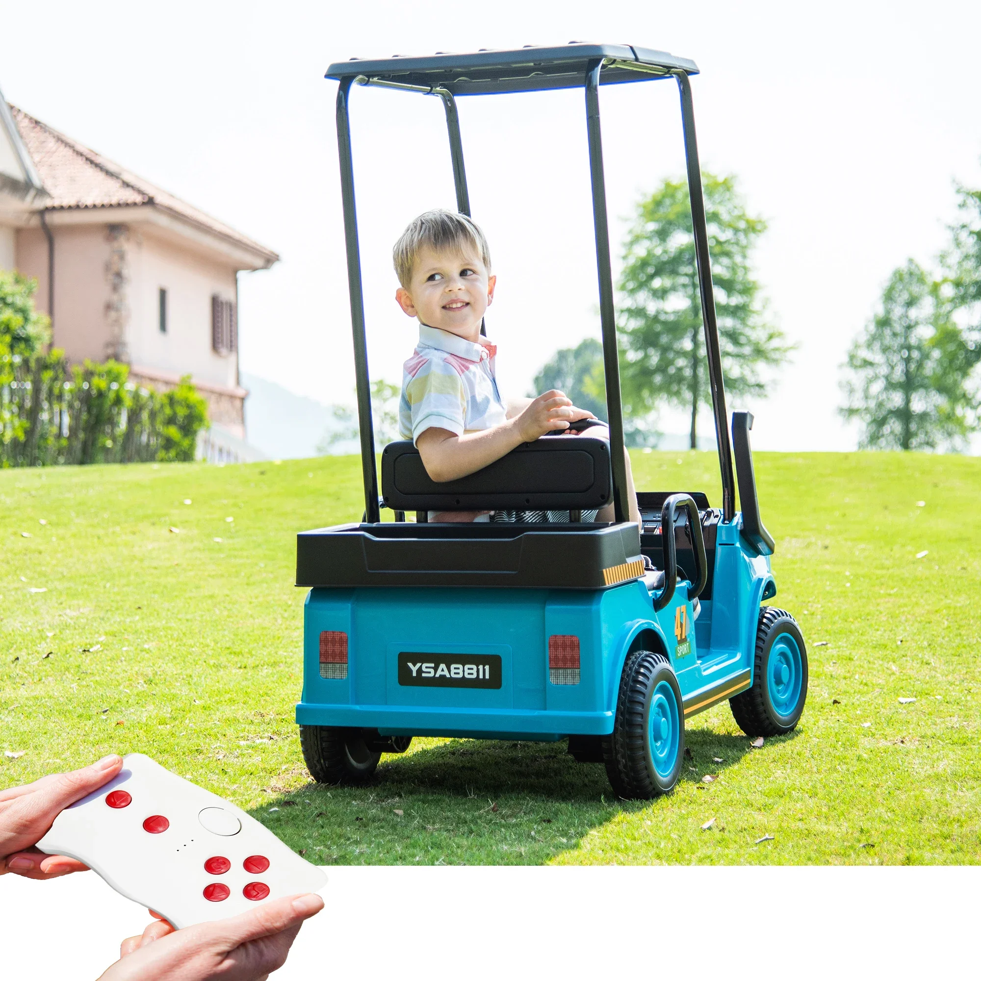 Jouet à chevaucher pour enfants de 3 ans et plus, voiturette d'entretien de golf avec toit