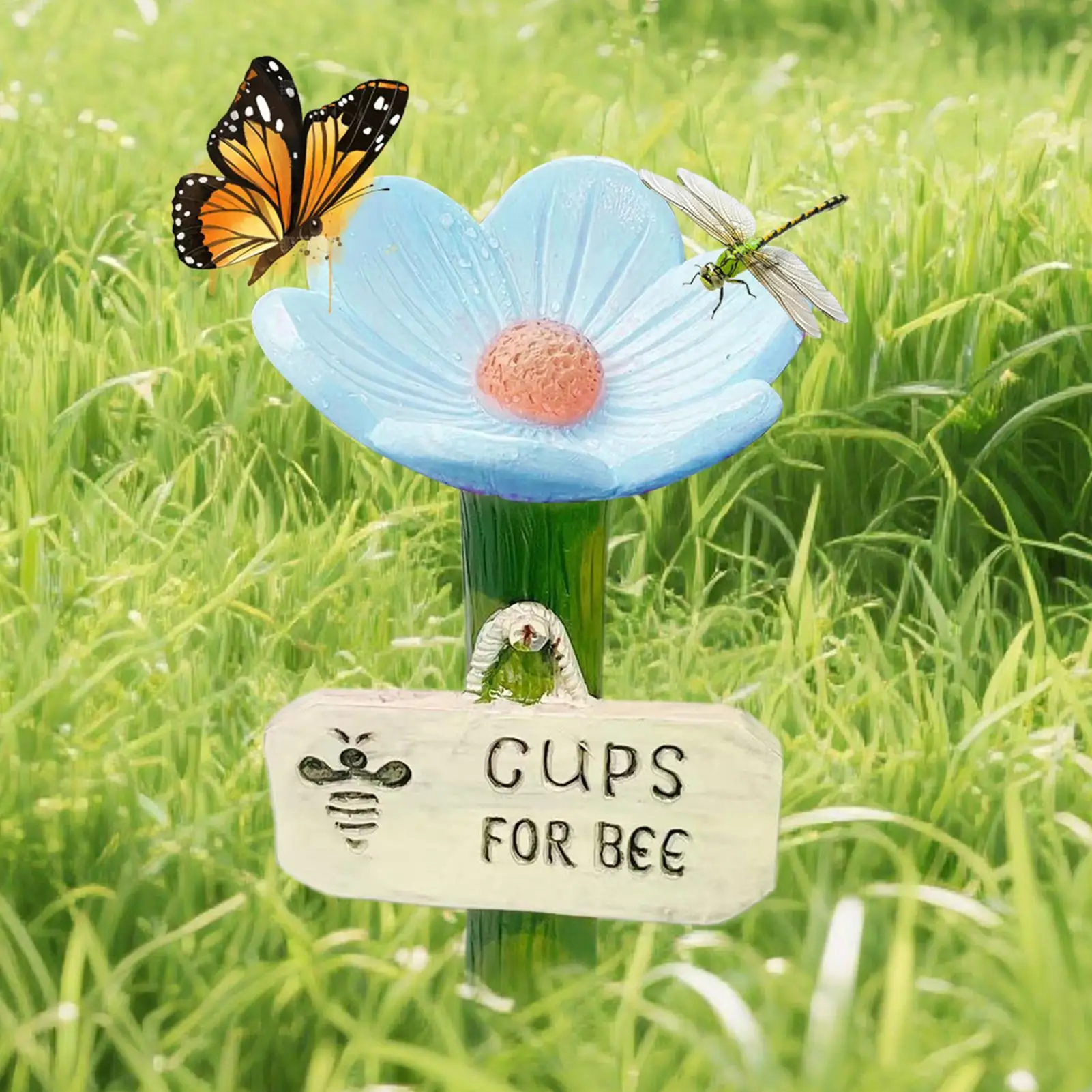 Butterfly Bee Bath Bowl With Flower Design Bee Pollinator Feeder Drinking Cup For Thirsty Pollinators Bee For Garden Decor