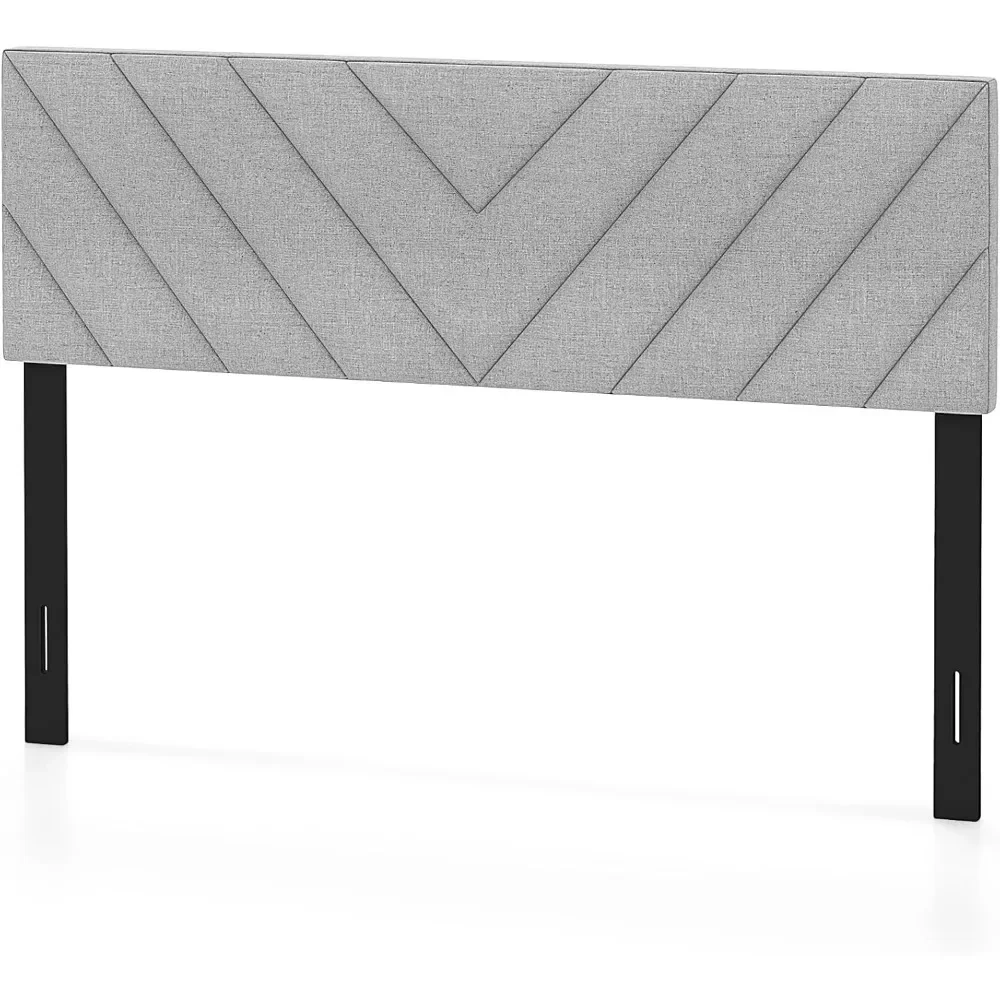 

Linen Upholstered Headboard for Full& Size Bed Frame, Adjustable Width Button Tufted Headboard Only with Solid Rubber Wood Legs