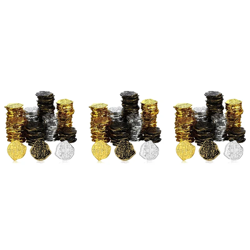 

WOTT-900 Pcs Plastic Gold Coins Pirate Coins Kids Play Coins For Pirate Party Treasure Chest Games Tokens Cosplay