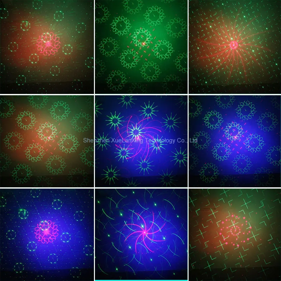 حفلة ديسكو DJ ضوء الليزر R & G العارض 60 أنماط RGB LED المنزل الرقص الزفاف عيد ميلاد المرحلة الإضاءة تأثير مصباح MN200