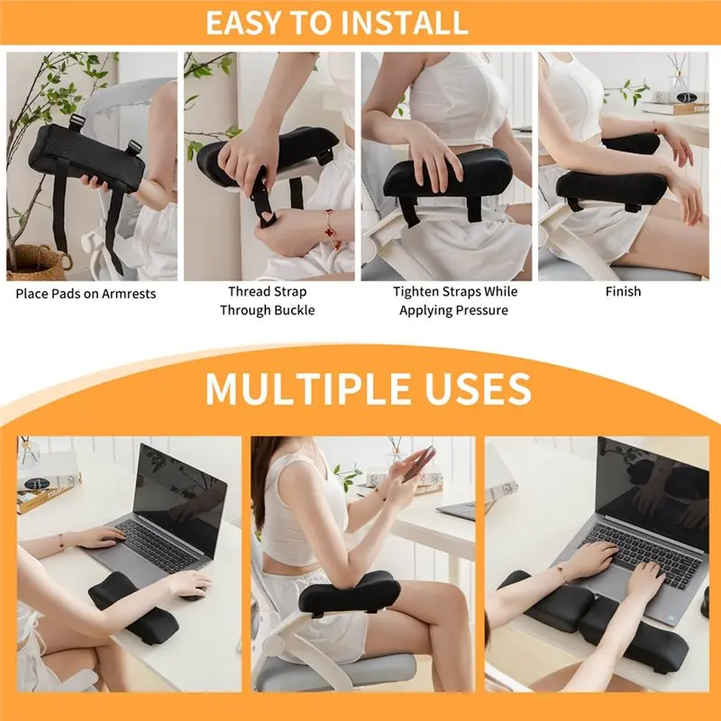 【الفرصة الأخيرة】وسادات مسند الذراع المريحة لكرسي المكتب 2 قطعة وسادة الكوع من إسفنج الذاكرة لتخفيف الضغط على كرسي الألعاب